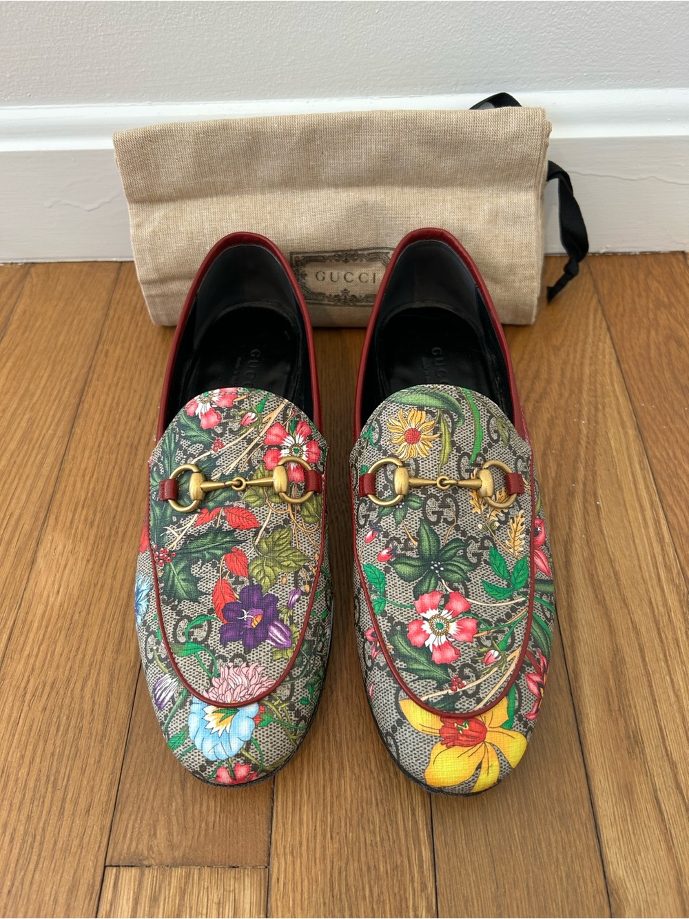 Gucci GG Supreme Floral Horsebit Loafers 36